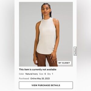 Lululemon Hold Tight Tank Size 6